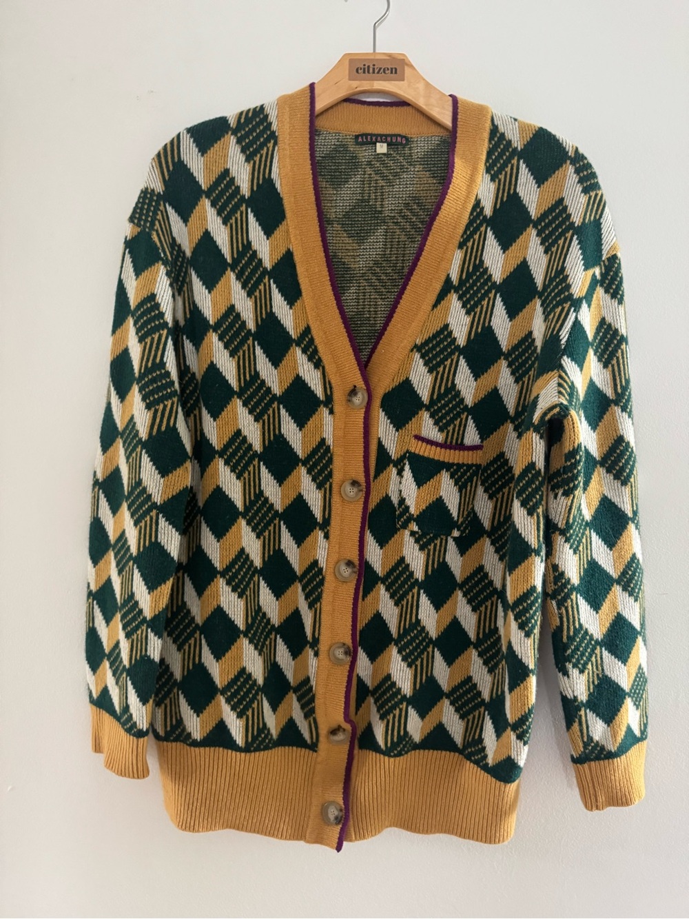 Alexa Chung Oversized Wool Eclectic Grandpa Cardigan- M - Picture 6 of 9